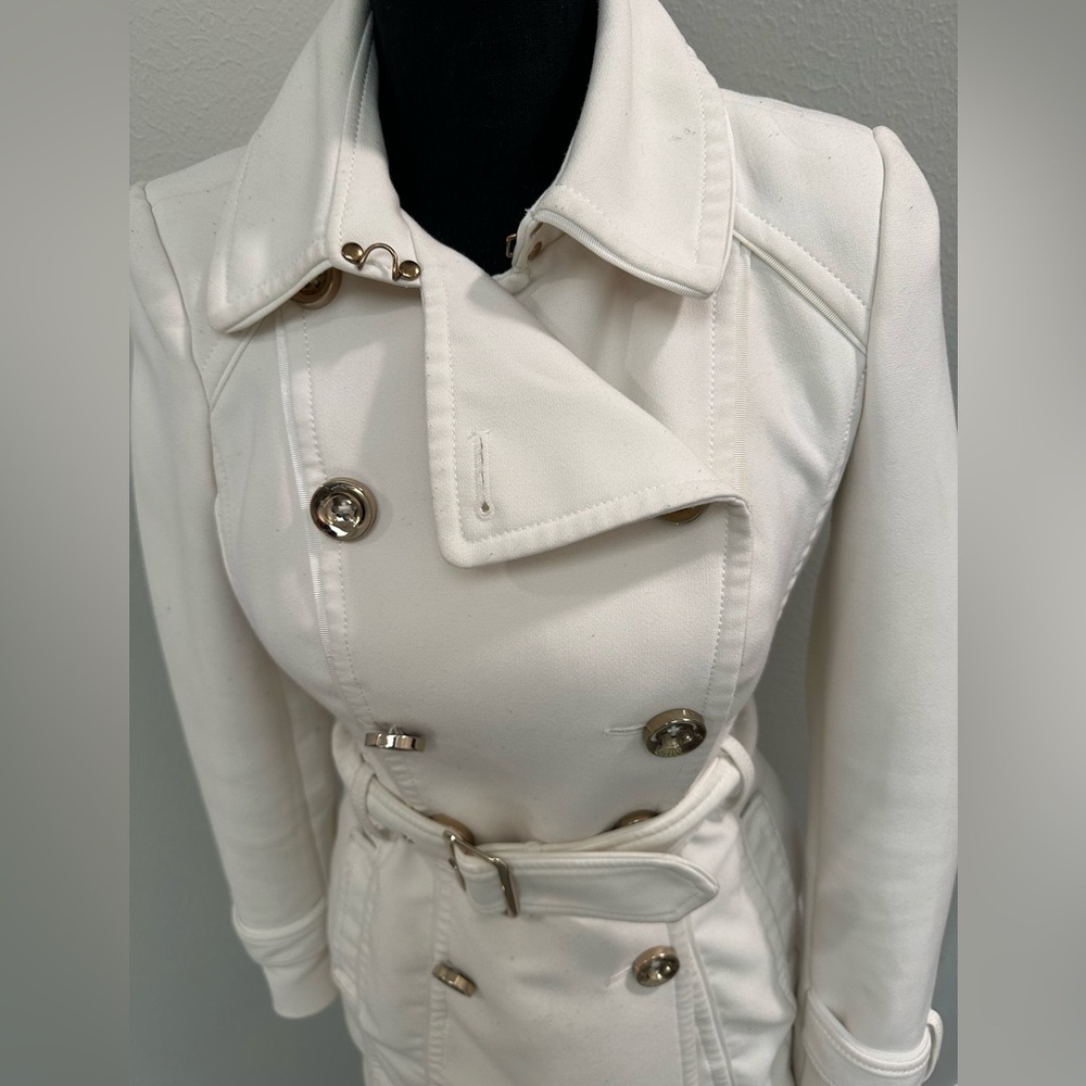 White House Black Market White Double-Breasted Coat